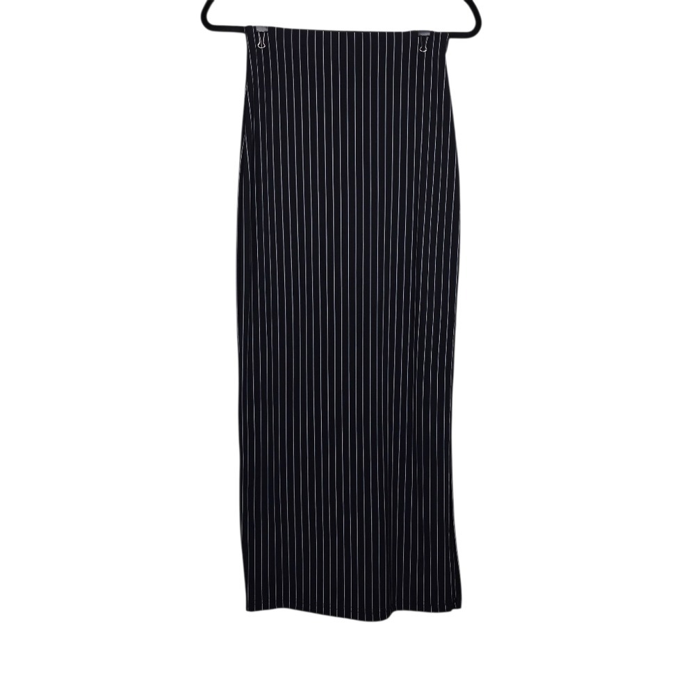 Joule Womens Black White Pin Striped Side Slit Midi Skirt Size M